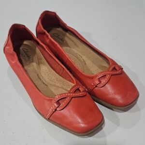 Clarks Collection Leather Cottagecore Ballet Flats Lyrical Rhyme Boho Grenadine